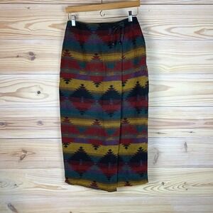 Vtg 90s My Michelle Wrap Skirt Aztec Fleece Blanket Midi Maxi Southwestern